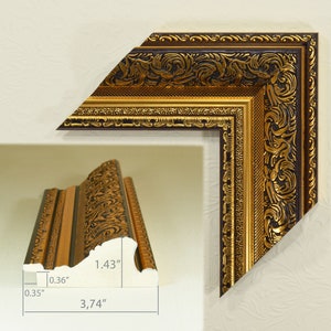 Gouden lijst voor canvas, spiegel, handwerk 3,74 inch breed, lijst van polystyreen.