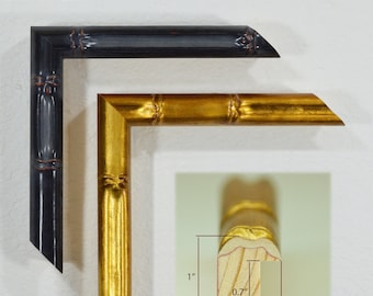 Bamboo Wood Picture Frame Gold & Black. Custom Sizes Frame. Papyrus Frame.