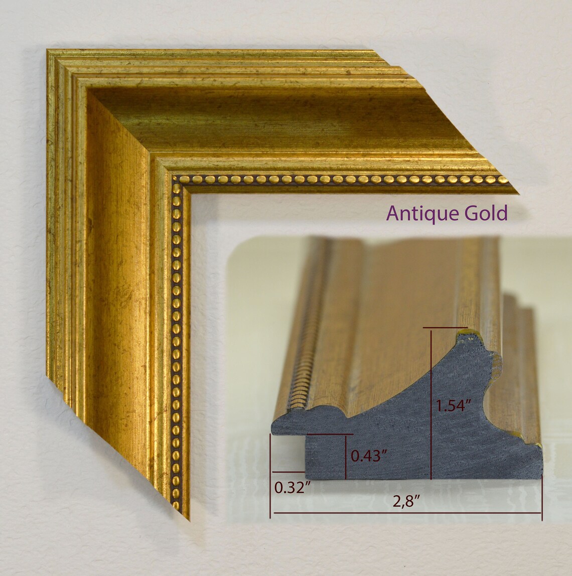 Picture Frame Gold Antique 2.3 Inches Wide.custom Frames. Etsy UK