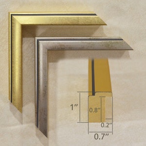 Gold Frame, Silver Frame with black edging 0.7 inches wide