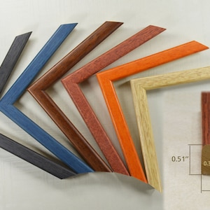 Narrow Colored Wood Frame, 0.52&quot; wide. Photo Frame. A2 A3 A4 Frame.