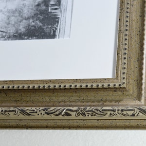 Picture Frame. Photo Frame. Antique Silver with Mat. Polystyrene Frame.