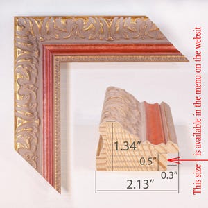 Antique Painting Frame with Red Stripe, 2.13" wide.