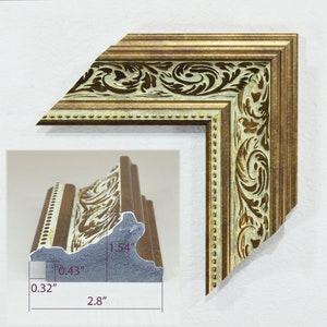 Antique Picture Frame, 2.8 inches wide. Custom frames.