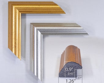 Photo Picture Frame, Gold and Silver, 1.26" wide. Polystyrene Frame.