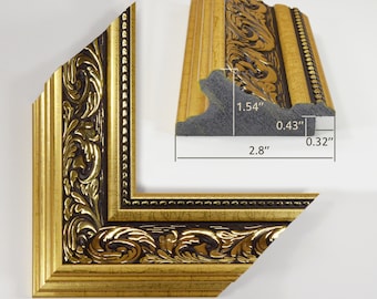 Bright Gold Pattern Painting Frame - 2.8" Wide - Custom Sizes