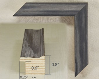 Gray Wood Picture Frame with Whitish 4x6, 5x7, 6x8, 8x10, 8.5x11, 9x12, 11x14, 12x16, 16x20, 18x24, Custom Frame