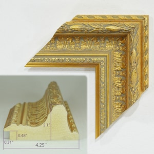 Golden antique frame for painting on canvas, Polystyrene Frame.