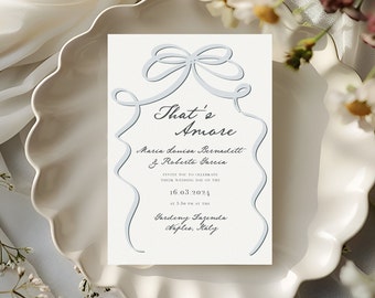 Plantilla de invitación de boda manuscrita: Diseño de lazo original (descarga digital)