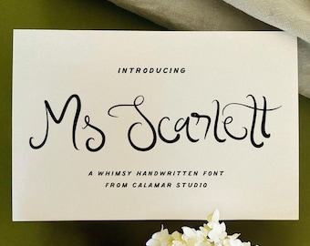 Handwritten Font for Whimsical Wedding Invitations, Whimsy Script Font, Quirky Wedding Font for Canva, Ms Scarlett