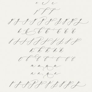 May include: A graphic showing lowercase letter variations in a cursive script font. The letters are written in black ink on a white background.
