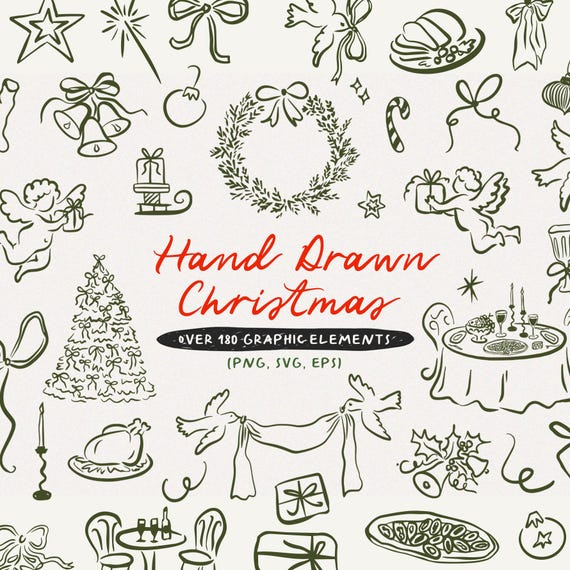 Whimsical Christmas Clipart Bundle: Holiday Illustrations (PNG, SVG, AI)