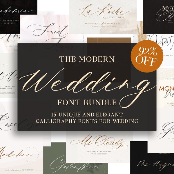 Wedding Calligraphy Font Bundle, Handwritten Script Fonts