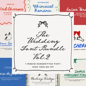 Handwritten Wedding Font Bundle, Script Font for Handwritten Invitations, Whimsical and Quickly Cursive Font image 1