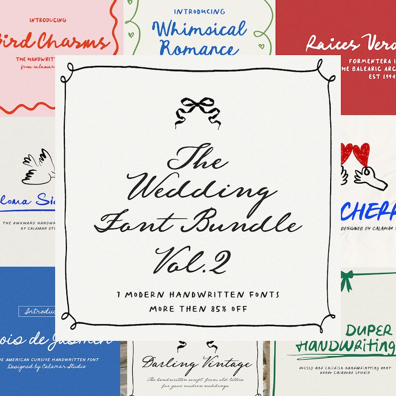 Handwritten Wedding Font Bundle, Script Font for Handwritten Invitations, Whimsical and Quickly Cursive Font image 1