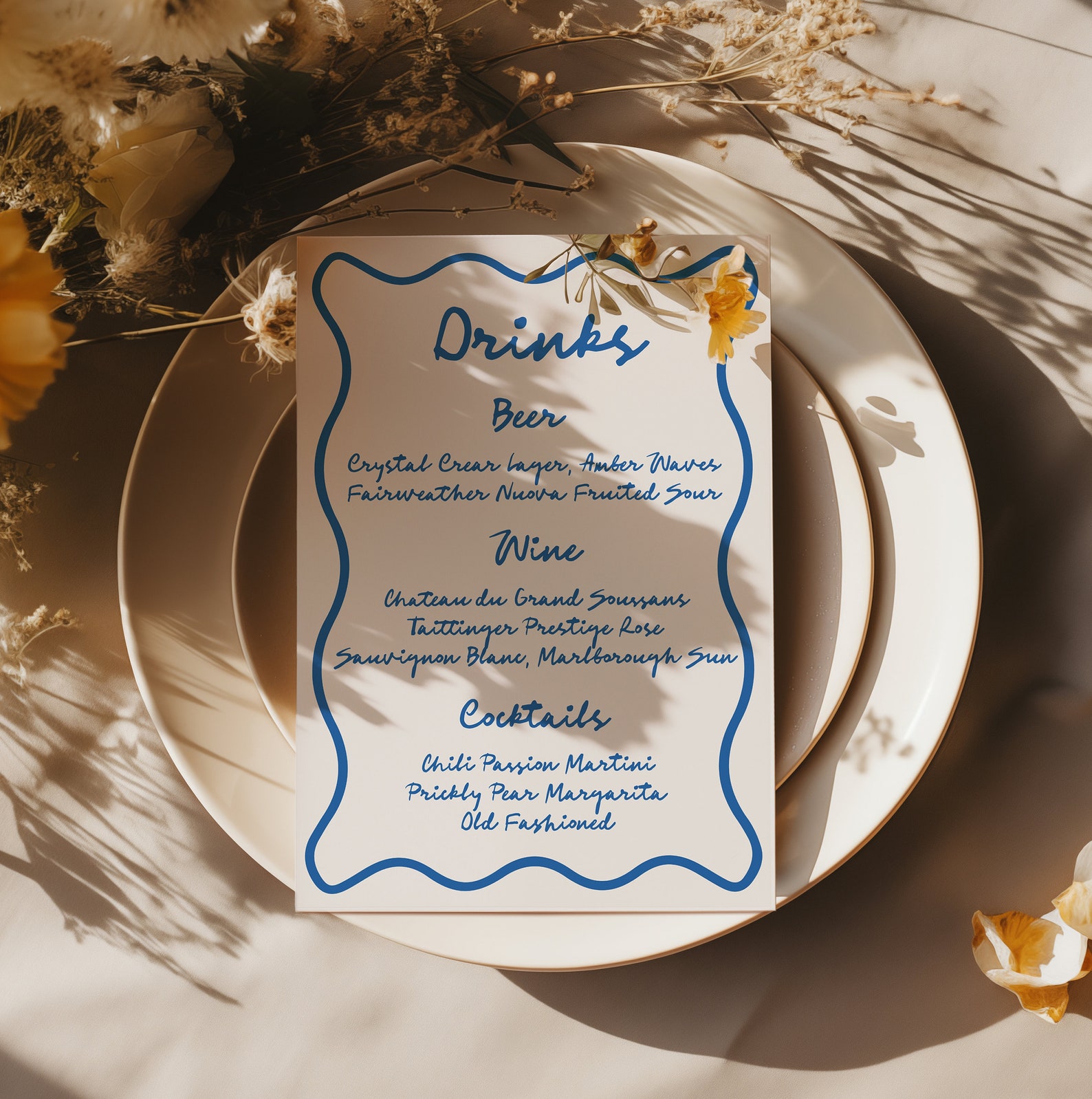 Handwritten Drink Menu, Bar Menu Template, Wedding Bar Menu, Editable ...