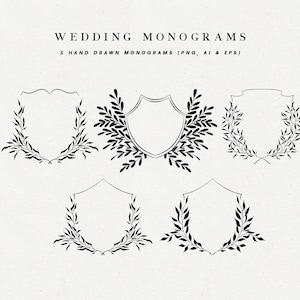 Wedding Monogram, Wedding Crests, Line Vector Art for Custom Wedding Monogram