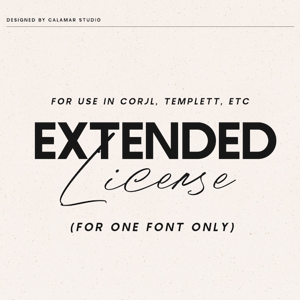 Extended License for one Font (for Templett, Corjl, Zazzle)