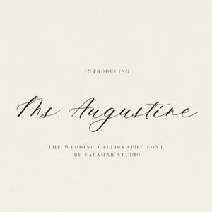 Kalligraphie-Hochzeitsschrift, moderne Schreibschrift, handgeschriebene Schriftart für Einladungen, elegante kursive Schriftart - Ms Augustine