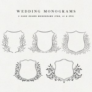 Wedding Monogram, Wedding Crests, Line Vector Art for Custom Wedding Monogram