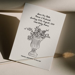 Save the date card template, Hand Drawn Wedding Invitation, Whimsical Handwritten Editable Invitation Template, Doodle Invitation image 4
