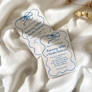 Wedding invitations, hand drawn wavy invitation suite