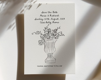 Hand-Drawn Floral Save the Date Template (Digital Download)