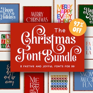 Christmas Font Bundle with Handwritten and Serif Fonts for Cricut, Procreate, Canva