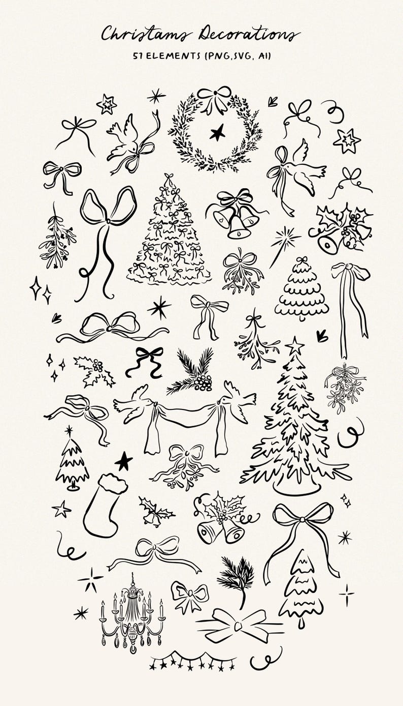 Nyckfullt jul-clipartpaket: Julillustrationer (PNG, SVG, AI) bild 4
