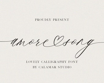 Heart Font, Script Font with hearts, Calligraphy Wedding Font with long tails and hearts