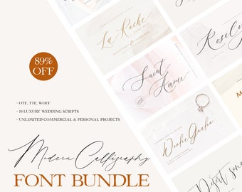 Modern Calligraphy Font Bundle: Wedding, Logo, & Signature Fonts (TTF OTF)