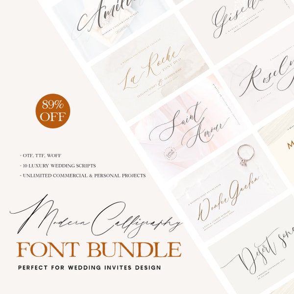 The Modern Calligraphy Font Bundle, Wedding Font, Handwriting Font, Signature Font, Logo Font, TTF OTF