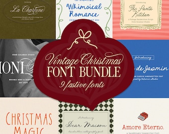 Christmas Font Bundle with a Handwritten Fonts, Vintage Script Fonts, Retro Font for Canva, Cricut