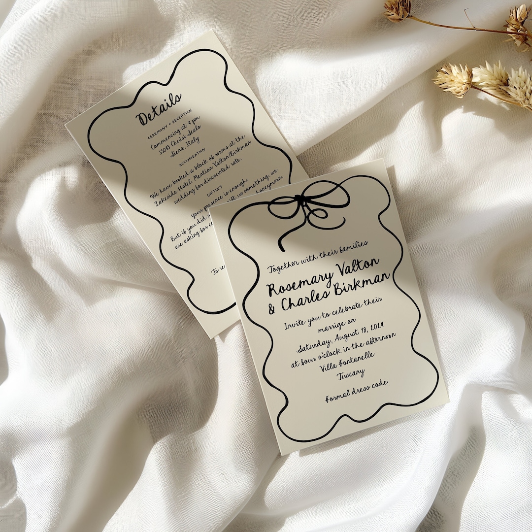Handwritten Wedding Invitation Template: Funky Hand Drawn Invite ...