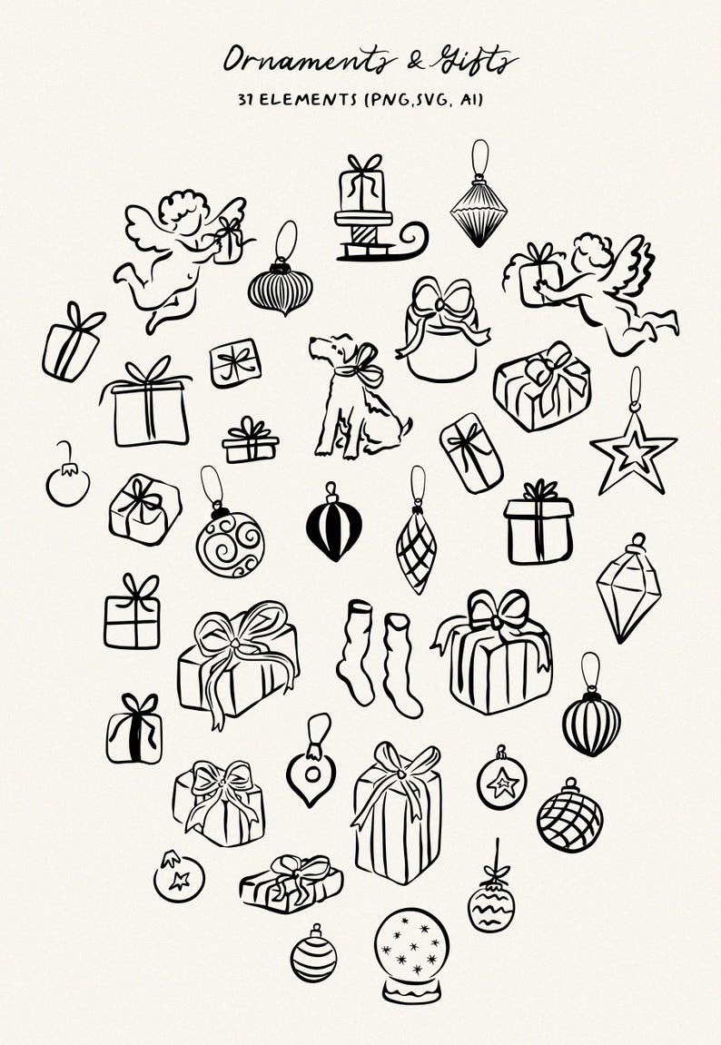 Nyckfullt jul-clipartpaket: Julillustrationer (PNG, SVG, AI) bild 10
