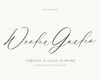 Calligraphy Script Font: Wonder Garden Cursive, Latin & Cyrillic