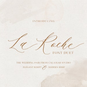Font Duo, Calligraphy Font, Wedding Script Font, Handwritten font for wedding invitations, La Roche Font Duo
