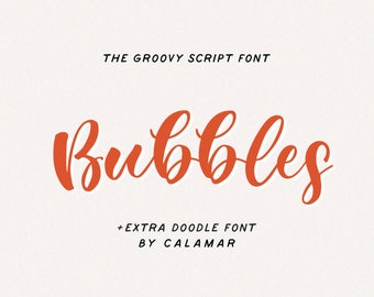 Groovy Script Font für Cricut, mutige handgeschriebene Kalligraphie-Fonts, Lehrer-Fonts, Procreate und Canva-Font - Bubbles-Font