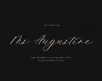 Handwritten Wedding Font for Invitations, Modern Calligraphy Script Font, Ms Augustine Cursive Font