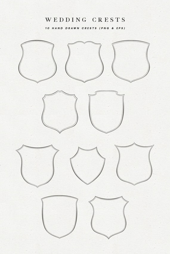 Hand Drawn Wedding Crest Clipart: Elegant Monogram Graphics (PNG & EPS)