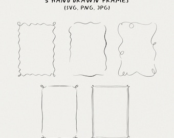 Hand Drawn Wavy Borders: Squiggle Frames SVG, PNG, JPG (Digital Download)