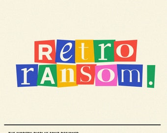 Retro Cut Out Font, Ransom Letter font, Retro Alphabet