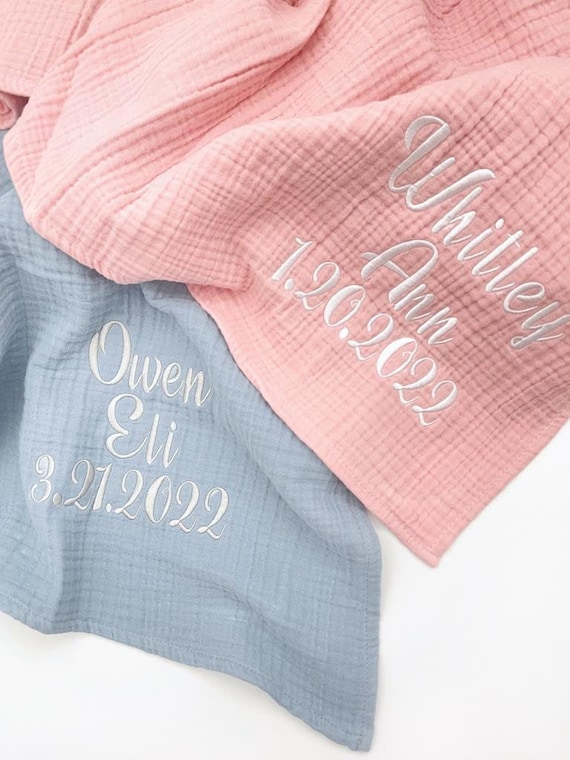 100 Organic Cotton Custom Muslin Blanket W Hat Multi Layered Etsy