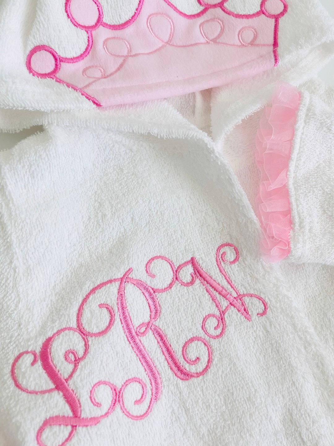 Personalized Hooded Princess Bathrobe Custom Embroidery Towel Monogram