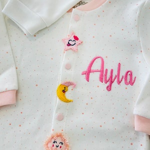 Personalized Name Embroidered 100% Cotton Newborn Baby-Girl Baby-Boy Coming Home.. Outfit Footie One Piece Pajamas Hospital Baby Shower Cute