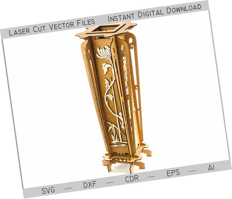 Vase with Flowers. Laser cut files SVG dxf cnc files for ...