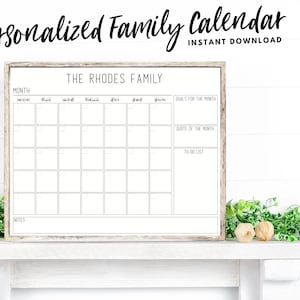 Gepersonaliseerde familiekalender | Digitaal afdrukbaar