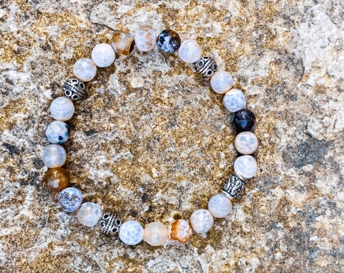 Neutral Faceted Agate Stone Bracelet (inspired by Dear Heart)