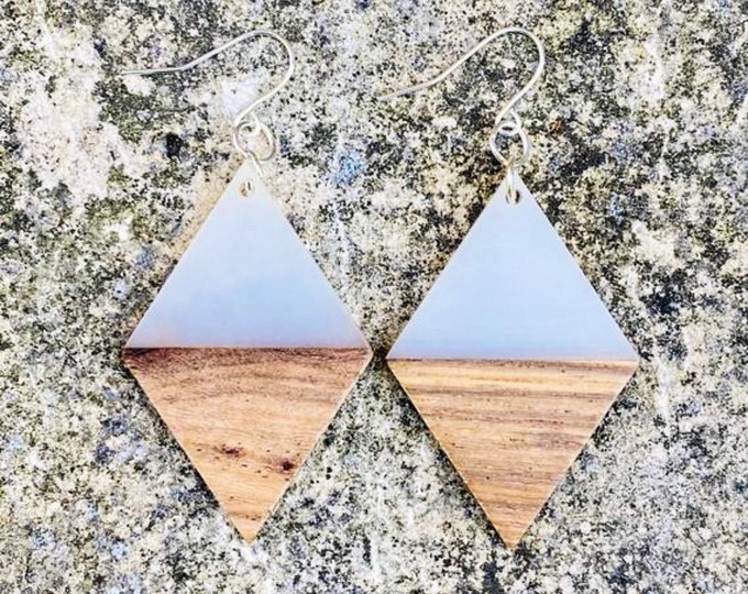 Wood & Cream Diamond Earrings (inspired by Dear Heart)