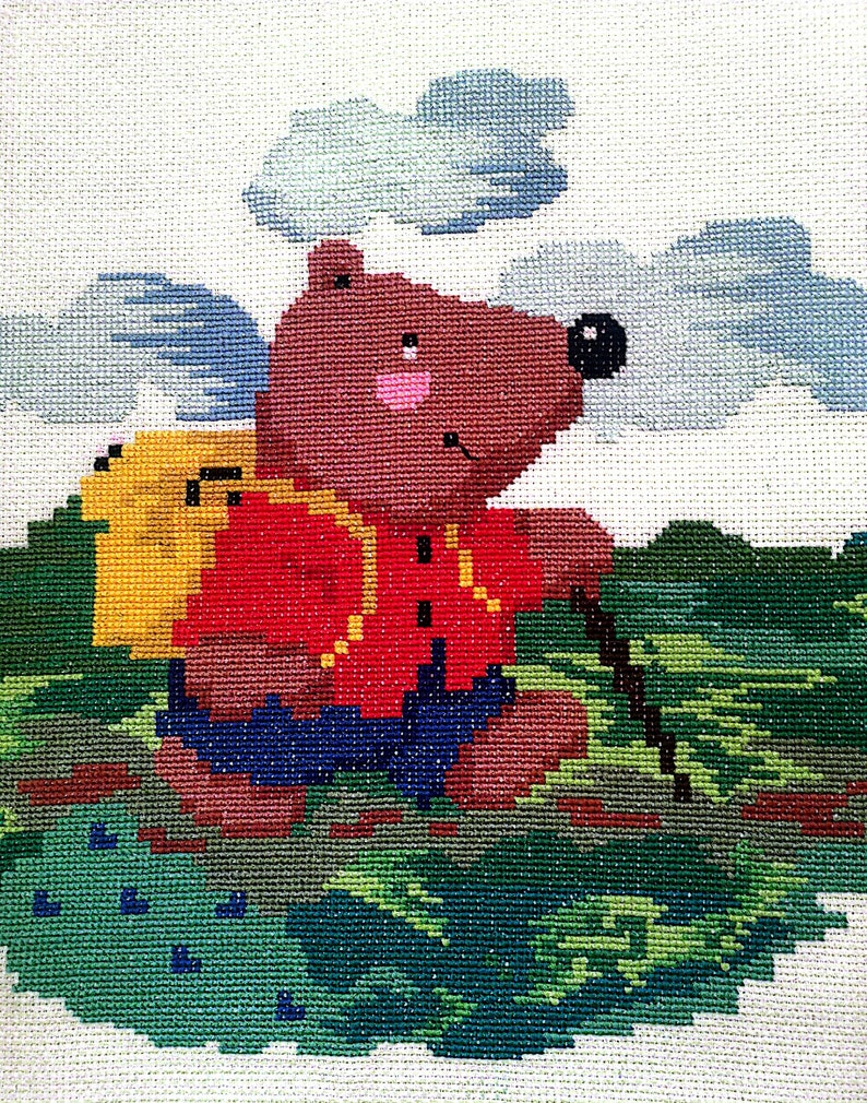 Cross stitch a picture of a teddy bear image 1